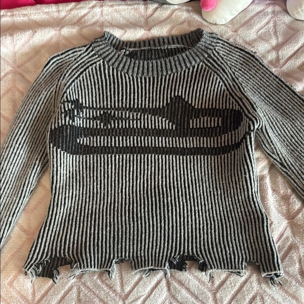 Striped Black and Gray Women's Sweater